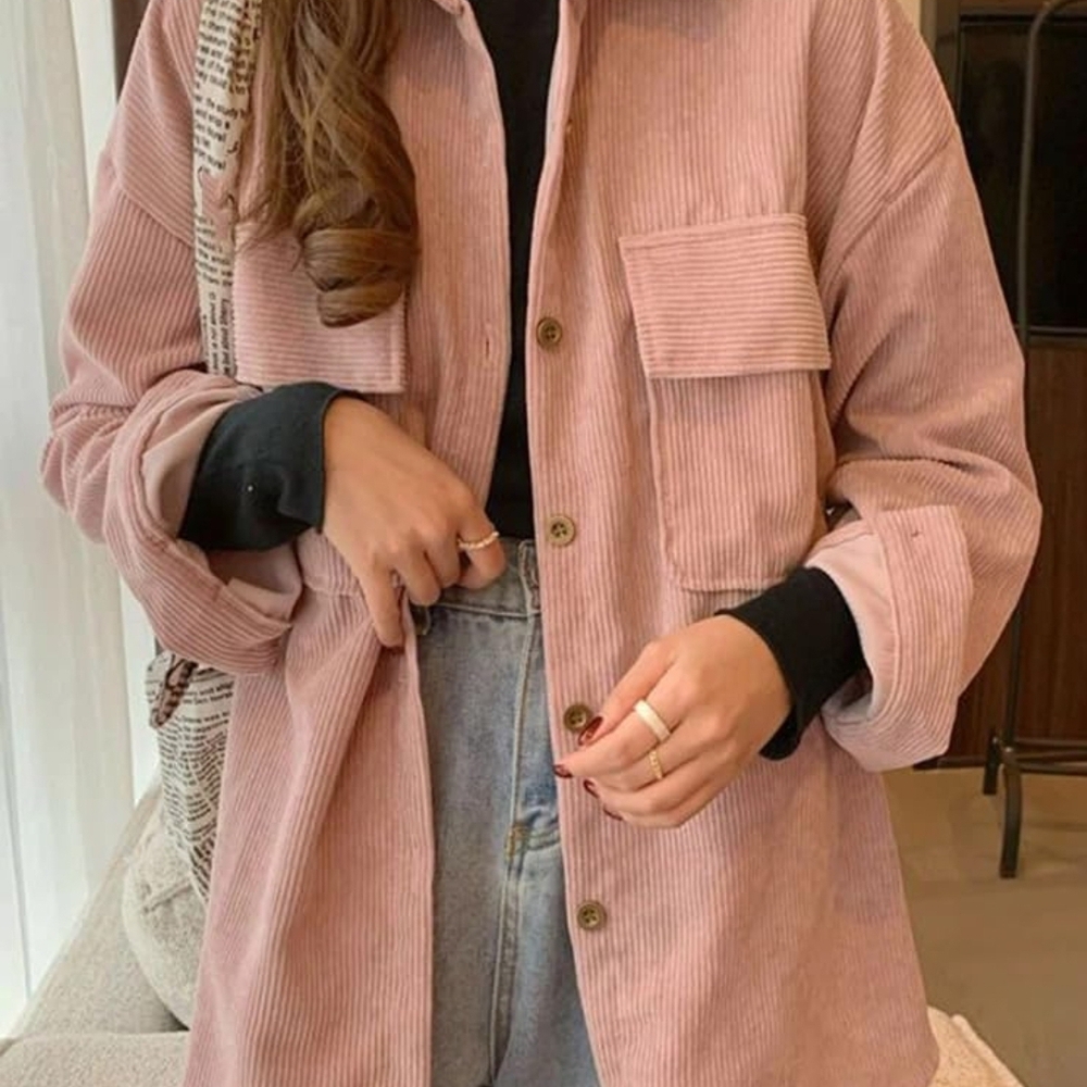 Ci Sono Pink Oversize Corduroy Outerwear Jacket Size M